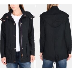 Armani Exchange Black Hooded FIshtail Parka Jacket Cotton Size M
